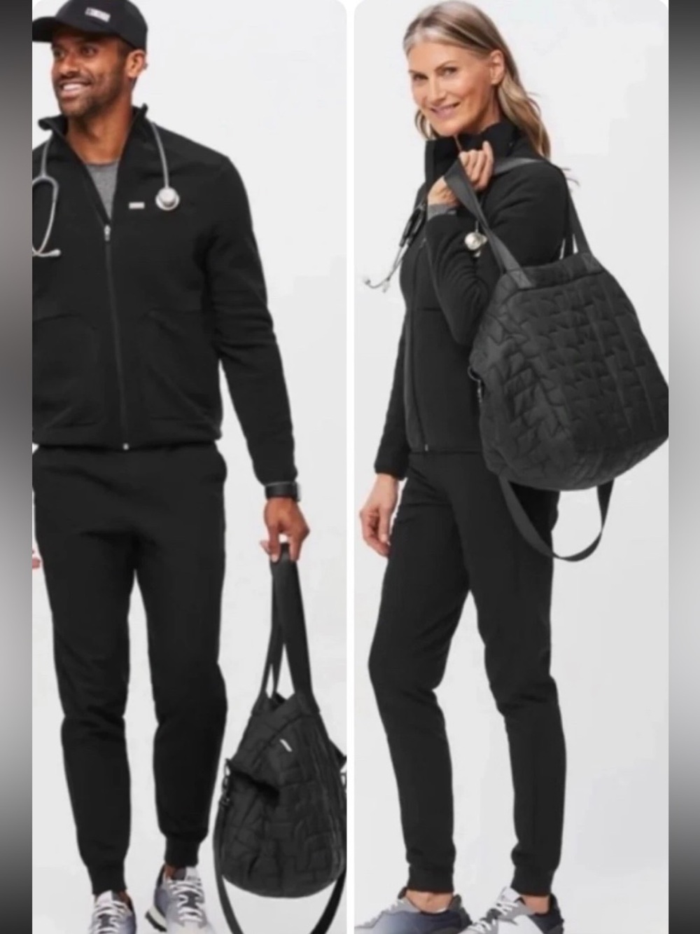 FIGS Scrubs Quilted Puffer Tote Bag Black All Straps Barely Used Unisex Nurse